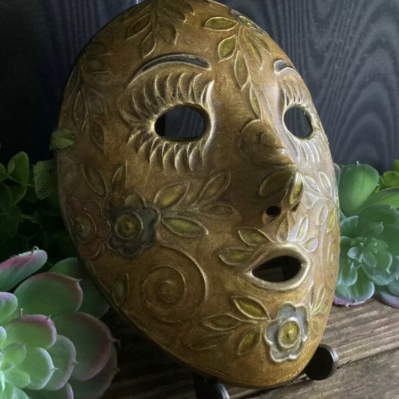 Vintage Other - Vintage Brass Ornate Face Mask Made In India